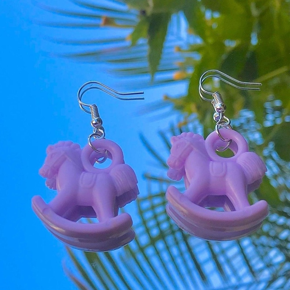 Purple Rocking Horse Earrings